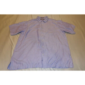 Daniel Cremieur Large Shirt Signature Collared Linen Purple Button Up Short Slee
